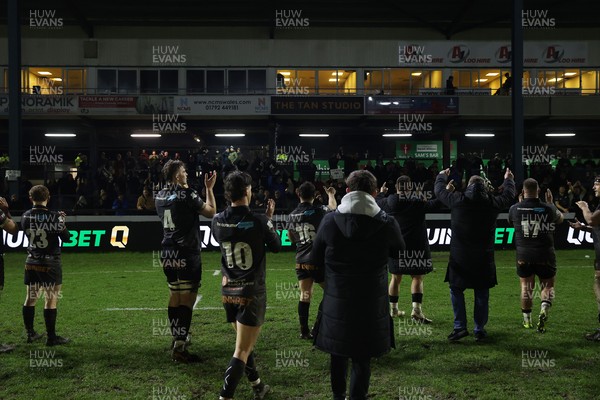 310126 - Ospreys v Dragons - United Rugby Championship - Ospreys thank the fans at full time