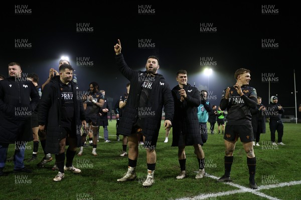 310126 - Ospreys v Dragons - United Rugby Championship - Gareth Thomas of Ospreys celebrates at full time
