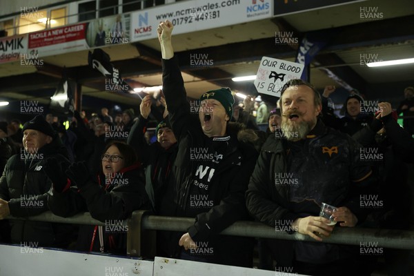 310126 - Ospreys v Dragons - United Rugby Championship - Fans celebrates at full time