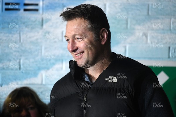 310126 - Ospreys v Dragons RFC - United Rugby Championship - Fans protest before the match, Ian Gough speaks