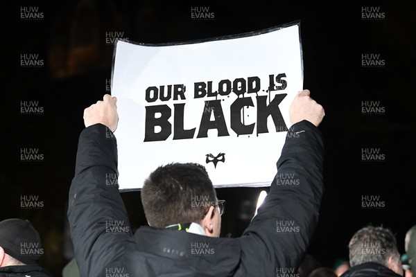 310126 - Ospreys v Dragons RFC - United Rugby Championship - Fans protest before the match 