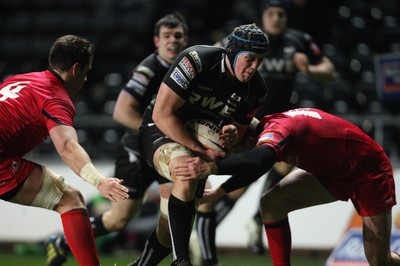 220213 - Ospreys v Edinburgh Rugby, RaboDirect PRO12 - Ospreys Lloyd Peers charges forward