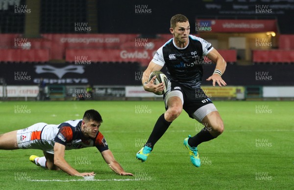 310818 - Ospreys v Edinburgh Rugby, Guinness PRO14 - George North of Ospreys races in to score try