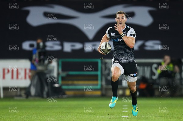 310818 - Ospreys v Edinburgh Rugby, Guinness PRO14 - George North of Ospreys races in to score his second try
