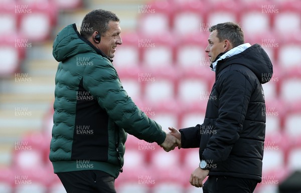 081224 - Ospreys v Emirates Lions, EPCR Challenge Cup - Ospreys Head Coach Toby Booth and Lions Head Coach Ivan Van Rooyen