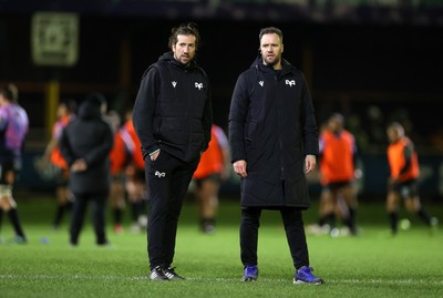 230126 - Ospreys v Emirates Lions - United Rugby Championship - Ospreys Coaches Justin Tipuric and Mark Jones