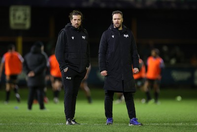 230126 - Ospreys v Emirates Lions - United Rugby Championship - Ospreys Coaches Justin Tipuric and Mark Jones