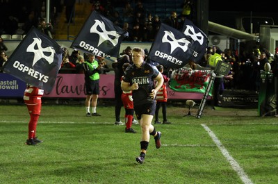 230126 - Ospreys v Emirates Lions - United Rugby Championship - Keiran Williams of Ospreys runs out on his 100th cap