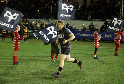 230126 - Ospreys v Emirates Lions - United Rugby Championship - Keiran Williams of Ospreys runs out on his 100th cap