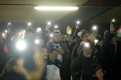 230126 - Ospreys v Emirates Lions - United Rugby Championship - Ospreys fans protest the potential changes to Welsh Rugby during the game on the 11th minute