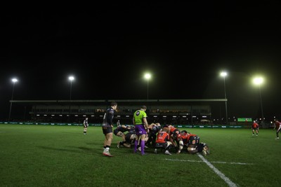 230126 - Ospreys v Emirates Lions - United Rugby Championship - General View of a scrum at Brewery Field