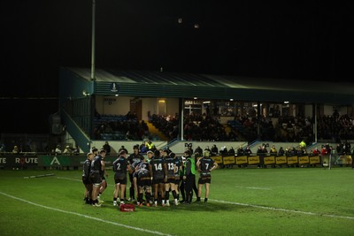 230126 - Ospreys v Emirates Lions - United Rugby Championship - Ospreys come together during the game