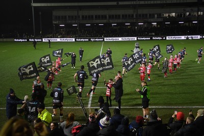 230126 - Ospreys v Emirates Lions - United Rugby Championship - Opsreys run out at the start of the match