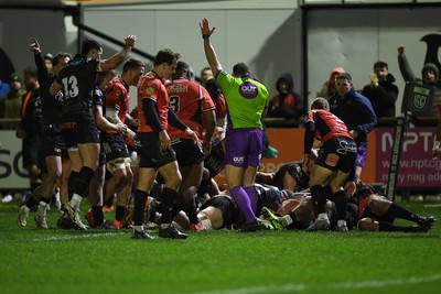 230126 - Ospreys v Emirates Lions - United Rugby Championship - Morgan Morse of Ospreys scores a try