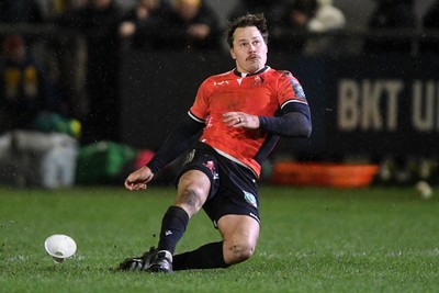 230126 - Ospreys v Emirates Lions - United Rugby Championship - Chris Smith of Lions kicks the conversion