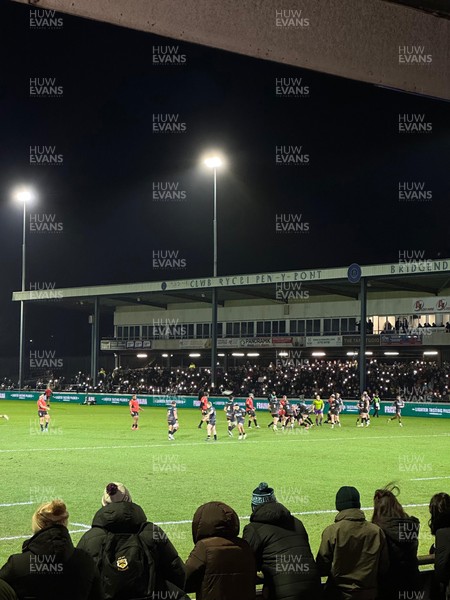 230126 - Ospreys v Emirates Lions - United Rugby Championship - Ospreys fans protest the potential changes to Welsh Rugby during the game on the 11th minute