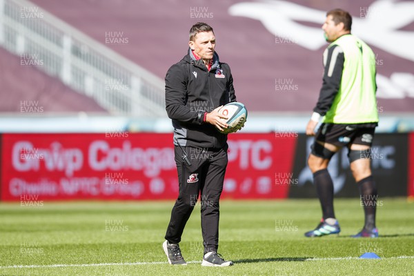 300324 - Ospreys v Emirates Lions - United Rugby Championship - Emirates Lions Head Coach Ivan van Rooyen during the warm up