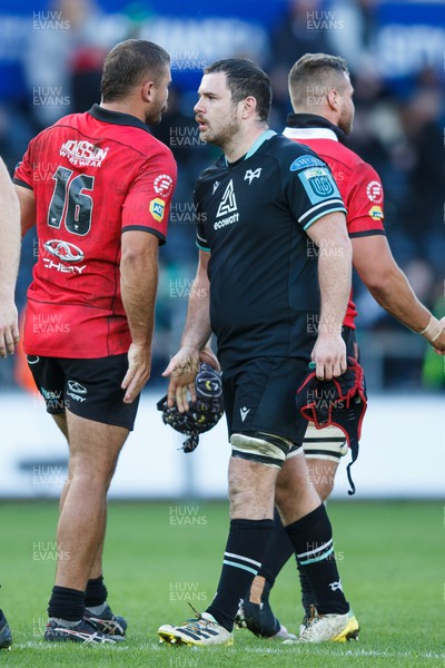 300324 - Ospreys v Emirates Lions - United Rugby Championship - Morgan Morris of Ospreys at the end of the match