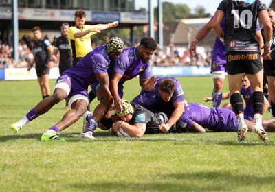 060925 - Ospreys v Exeter Chiefs - Pre Season Friendly - Harri Deaves of Ospreys scores a try