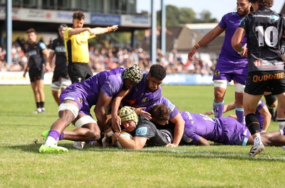 060925 - Ospreys v Exeter Chiefs - Pre Season Friendly - Harri Deaves of Ospreys scores a try