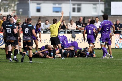 060925 - Ospreys v Exeter Chiefs - Pre Season Friendly - Ross Moriarty of Ospreys scores a try