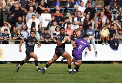 060925 - Ospreys v Exeter Chiefs - Pre Season Friendly - Phil Cokansiga of Ospreys runs in to score a try
