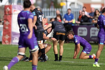 060925 - Ospreys v Exeter Chiefs - Pre Season Friendly - Gwilym Evans of Ospreys scores a try