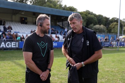 060925 - Ospreys v Exeter Chiefs - Pre Season Friendly - Ospreys Head Coach Mark Jones and Exeter Head Coach Rob Baxter