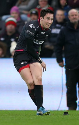 310116 - Ospreys v Glasgow - Guinness PRO12 - Sam Davies of Ospreys kicks a penalty