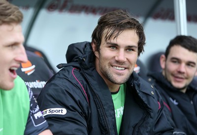 310116 - Ospreys v Glasgow - Guinness PRO12 - JJ Engelbrecht of Ospreys on the bench