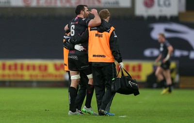 310116 - Ospreys v Glasgow - Guinness PRO12 - Joe Bearman of Ospreys goes off injured