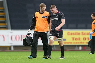 310116 - Ospreys v Glasgow - Guinness PRO12 - Sam Underhill of Ospreys walks off the field