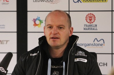 310116 - Ospreys v Glasgow Warriors - GuinnessPro12 -Head Coach of Glasgow Gregor Townsend answers questions from the press