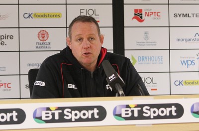 310116 - Ospreys v Glasgow Warriors - GuinnessPro12 -Forwards Coach of Ospreys Chris Gibbes answers questions from the press