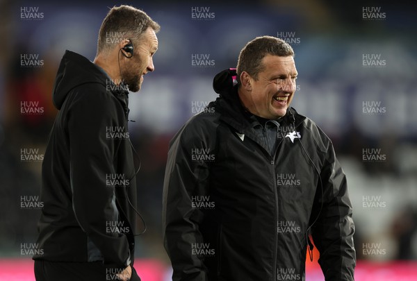111123 - Ospreys v Glasgow Warriors - United Rugby Championship - Ospreys Coach Mark Jones and Head Coach Toby Booth