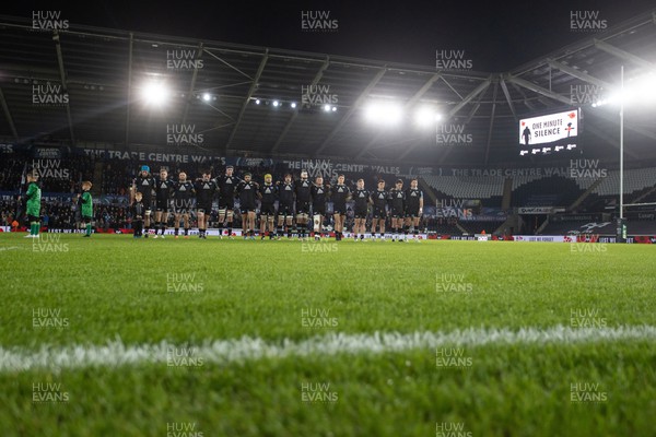 111123 - Ospreys v Glasgow Warriors - United Rugby Championship - Ospreys minute silence for Remembrance Day