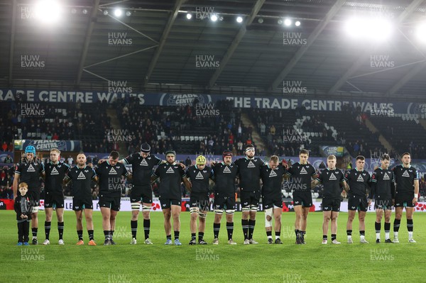 111123 - Ospreys v Glasgow Warriors - United Rugby Championship - Ospreys minute silence for Remembrance Day