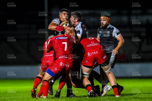 300819 - Ospreys v Hartpury, Pre-season Friendly -  James Hook and Guido Volpi in action 