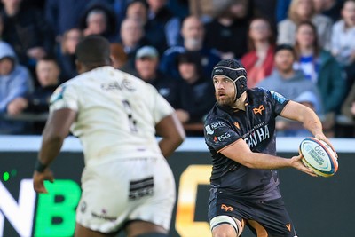 180426 - Ospreys v Hollywoodbets Sharks - United Rugby Championship - Morgan Morris of Ospreys