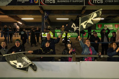 180426 - Ospreys v Hollywoodbets Sharks - United Rugby Championship - Ospreys fans after game