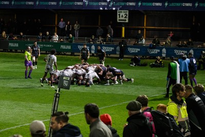 180426 - Ospreys v Hollywoodbets Sharks - United Rugby Championship - A scrum near the Ospreys line