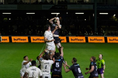 180426 - Ospreys v Hollywoodbets Sharks - United Rugby Championship - Huw Sutton of Ospreys wins a lineout