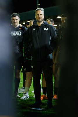 180426 - Ospreys v Hollywoodbets Sharks - United Rugby Championship - Ospreys head coach Mark Jones at the end of the match