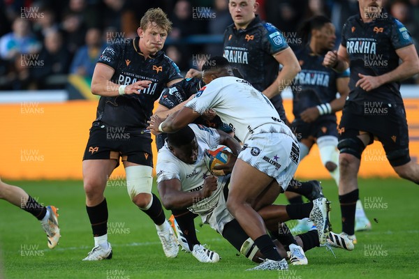 180426 - Ospreys v Hollywoodbets Sharks - United Rugby Championship - Fez Mbatha of Hollywoodbets Sharks