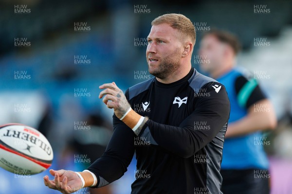 180426 - Ospreys v Hollywoodbets Sharks - United Rugby Championship - Ross Moriarity of Ospreys during the warm up