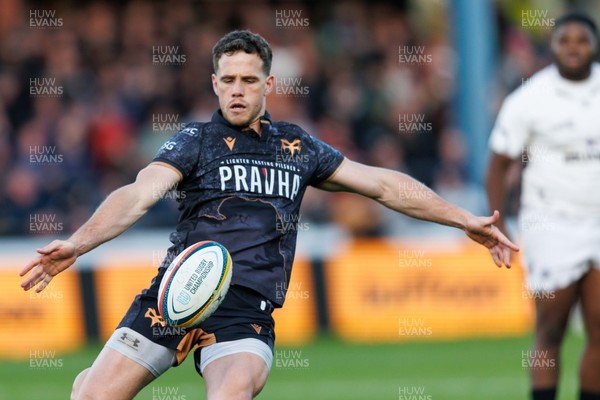 180426 - Ospreys v Hollywoodbets Sharks - United Rugby Championship - Kieran Hardy of Ospreys kicks