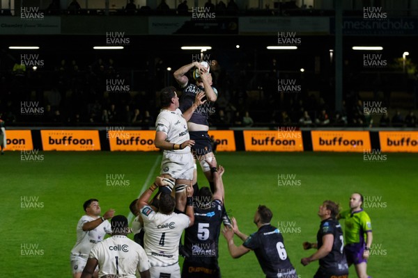 180426 - Ospreys v Hollywoodbets Sharks - United Rugby Championship - Huw Sutton of Ospreys wins a lineout
