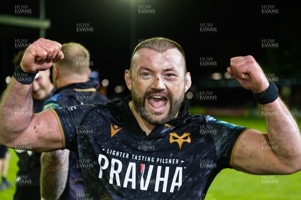 180426 - Ospreys v Hollywoodbets Sharks - United Rugby Championship - Sam Parry of Ospreys celebrates at the end of the match