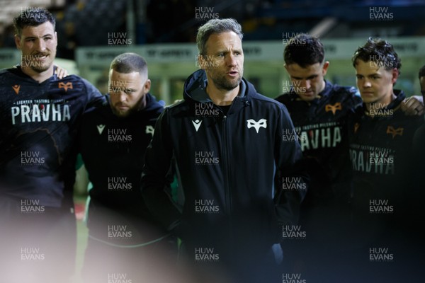 180426 - Ospreys v Hollywoodbets Sharks - United Rugby Championship - Ospreys head coach Mark Jones at the end of the match