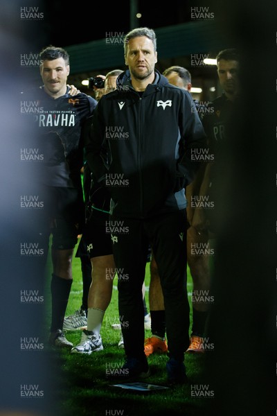 180426 - Ospreys v Hollywoodbets Sharks - United Rugby Championship - Ospreys head coach Mark Jones at the end of the match